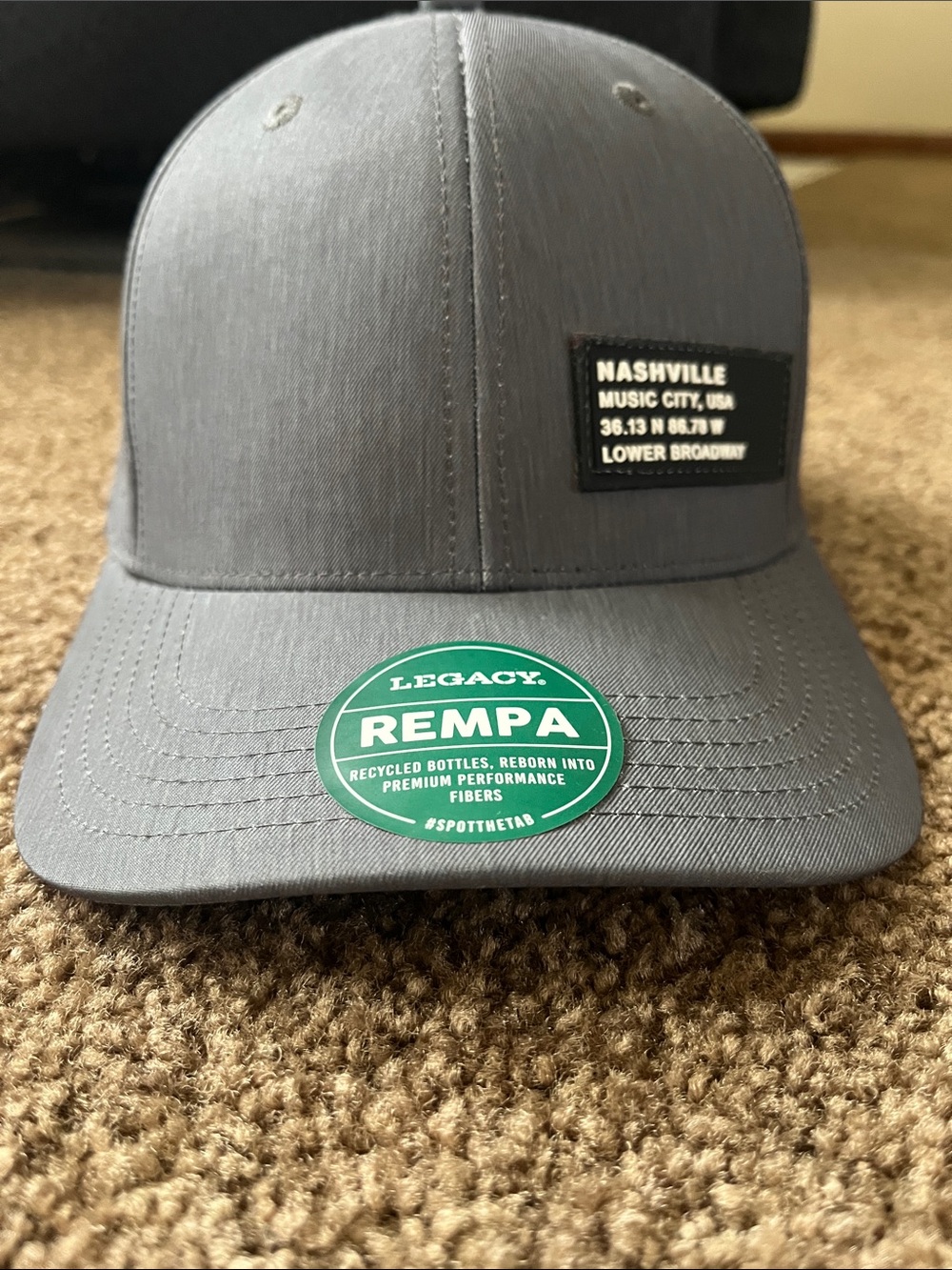 Legacy Grey and Black Baseball Cap with Green Undervisor